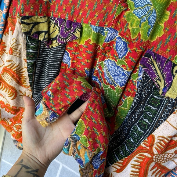 Vintage Rayon Patchwork Hippie Jacket☮️ - Picture 4 of 8